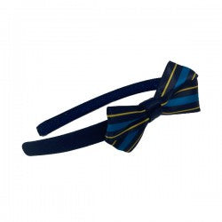 Headband Navy - Narrow with Striped Bow